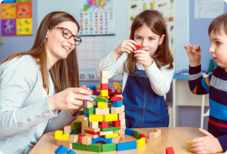 teacher playing with kids